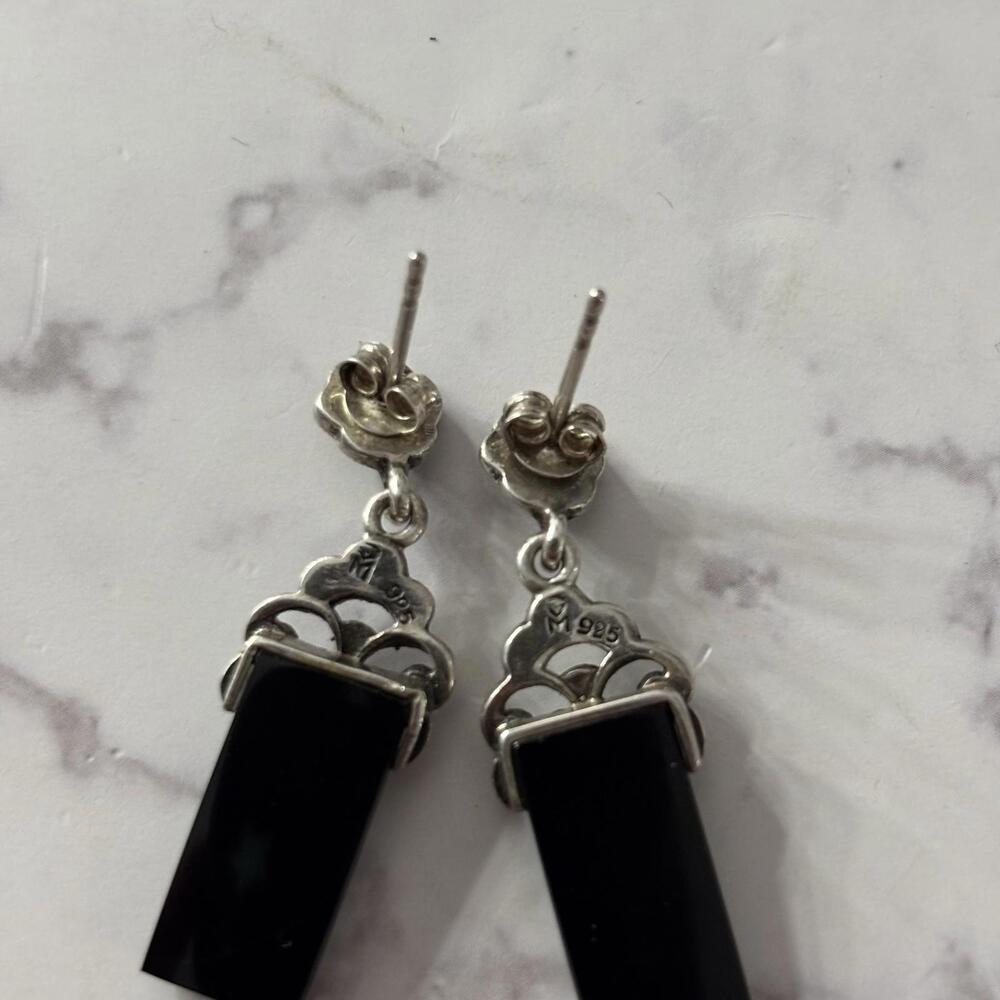 Rectangular Onyx And 925 Sterling Silver Dangling… - image 6